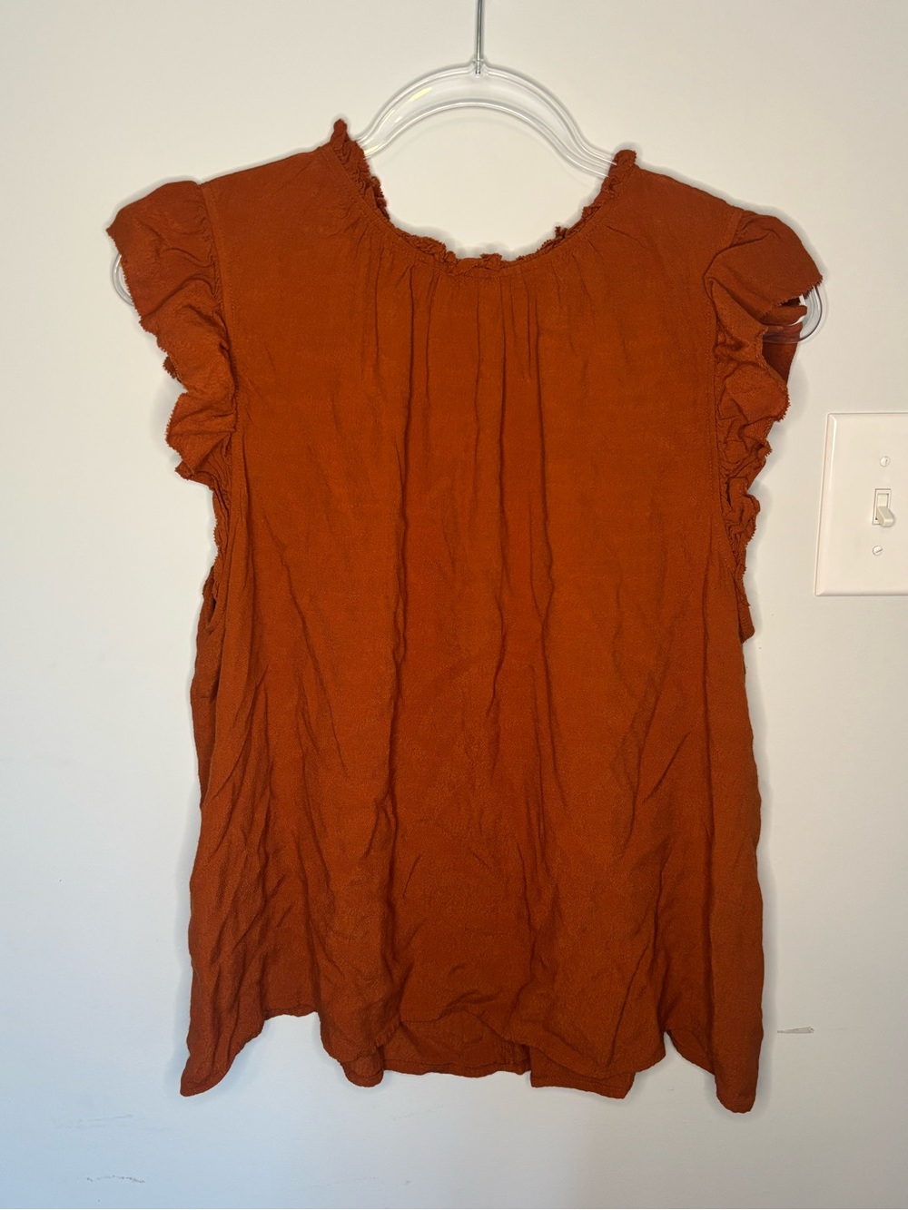 Women's Rust Ruffle Sleeve Blouse